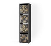 Vicco Scaffale Ludus, Nero, 142.5 x 36.2 cm | con 2 scatole pieghevoli opt.1, adatto per la conservazione di scatole e oggetti