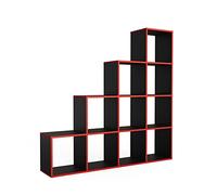 Vicco Scaffale per scale, Nero/Rosso, 142.5 x 140 cm