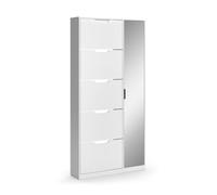 Vicco Scarpiera da ingresso Luca, Bianco, 90 x 180.5 cm con 5 scomparti inclinabili e specchio