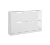 Vicco Scarpiera da ingresso Luca, Bianco/bianco lucido, 116.6 x 72.5 cm con 4 scomparti, per la conservazione delle scarpe, combinabile con la serie Luca