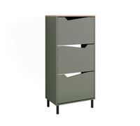 Vicco Scarpiera da ingresso Marelle, Verde/Artigianale, 60 x 129.5 cm con 3 scomparti
