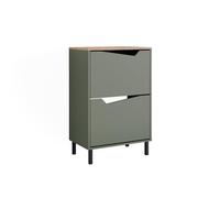 Vicco Scarpiera da ingresso Marelle, Verde/Artigianale, 60 x 91.6 cm con 2 scomparti