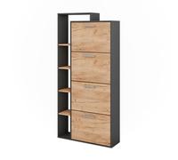 Vicco Scarpiera da ingresso Orlando, Quercia dorata/antracite, 80 x 166.1 cm con 4 scomparti