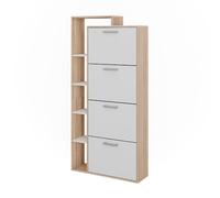 Vicco Scarpiera Orlando, Bianco/Sonoma, 80 x 166.1 cm | con 4 scomparti, per la conservazione e l’organizzazione delle scarpe nell’ingresso