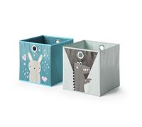 Vicco Scatola pieghevole, Grigio-blu, 30 x 30 cm | Set di 2, con occhiello per una facile estrazione e motivi adatti ai bambini