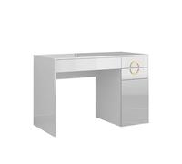 Vicco Scrivania Adela, Bianco lucido, 115 x 55 cm con 3 cassetti, adatto come postazione di lavoro per smart working e studio