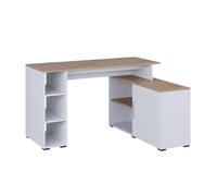 Vicco Scrivania angolare Rudy, Bianco/Artisan, 135 x 110 cm con ripiani