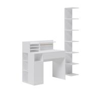 Vicco Scrivania, Bianco, | 2 parti, con libreria, con piano d’appoggio aperto per materiali da lavoro