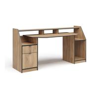 Vicco Scrivania computer Joel, Quercia dorata/Nero, 180 x 66 cm con 1 cassetto e 1 anta