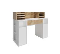 Vicco Scrivania con ripiani, Bianco/Sonoma, 126.8 x 50 cm