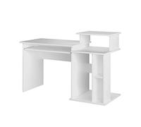 Vicco Scrivania con ripiani Jan, Bianco, 130 x 55 cm, con sovrastruttura e ripiano estraibile per tastiera