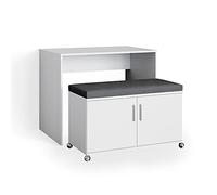 Vicco Scrivania con ruote Flona, Bianco, 93.2 cm