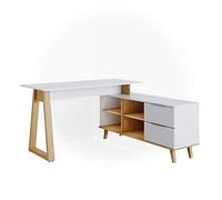Vicco Scrivania Nautica, Bianco/Rovere, 138 x 60 cm con cassetti XXL