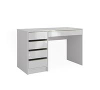 Vicco Scrivania Sherry, Bianco lucido, 55 x 120 cm con cassetti