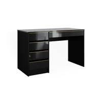 Vicco Scrivania Sherry, Nero lucido, 55 x 120 cm | con cassetti, adatto come postazione di lavoro per home office o studio