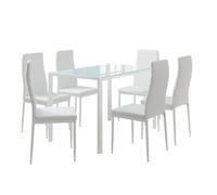 Vicco Set da pranzo Grand, Bianco, 120 x 75 cm con 6 sedie, per l’utilizzo come set da pranzo in cucina o sala da pranzo