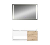Vicco Set di mobili da bagno Alf, Bianco/Rovere, 2 parti