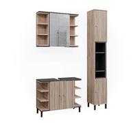 Vicco Set di mobili da bagno Aquis, Sonoma, 79.6 cm, composto da mobile sottolavabo, specchiera e colonna alta