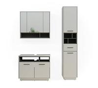 Vicco Set di mobili da bagno Beatrice, Grigio/Antracite, 3 parti, con colonna