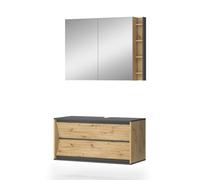 Vicco Set di mobili da bagno Edelin, Antracite/Artisan, 100 cm, composto da specchio da bagno e mobile sottolavabo