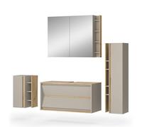 Vicco Set di mobili da bagno Edelin, Cachemire, 100 cm, composto da mobile sottolavabo, specchiera, armadio medio e pensile