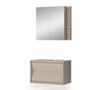 Vicco Set di mobili da bagno Edelin, Cachemire, 80 cm, composto da specchio da bagno e mobile sottolavabo