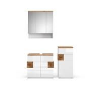 Vicco Set di mobili da bagno Eden, Bianco lucido, 73 cm, composto da mobile sottolavabo, specchiera e mobile medio