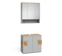 Vicco Set di mobili da bagno Eden, Grigio, 73.1 cm, composto da specchio da bagno e mobile sottolavabo