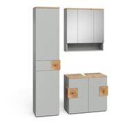 Vicco Set di mobili da bagno Eden, Grigio, 73 cm, composto da mobile sottolavabo, specchiera e colonna alta