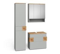 Vicco Set di mobili da bagno Eden, Grigio/Artisan, 3 parti