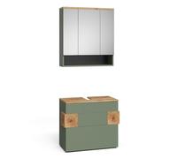 Vicco Set di mobili da bagno Eden, Verde, 70 cm, composto da specchio da bagno e mobile sottolavabo