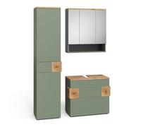 Vicco Set di mobili da bagno Eden, Verde/Artigianale, 3 parti