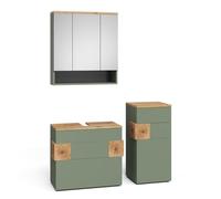Vicco Set di mobili da bagno Eden, Verde/Artigianale, 3 parti
