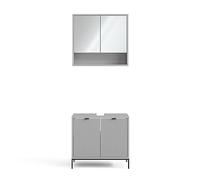 Vicco Set di mobili da bagno Eliza, Grigio, 70 cm, composto da specchio da bagno e mobile sottolavabo