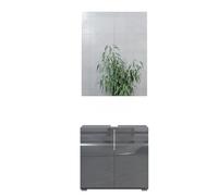 Vicco Set di mobili da bagno Fredd, Antracite lucido 60 cm | 2 pezzi · Mobile sottolavabo · Armadietto a specchio