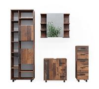 Vicco Set di mobili da bagno Ilias, Rovere rustico, 60 cm, composto da mobile lavabo, pensile a specchio, colonna e base media