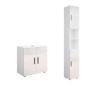 Vicco Set di mobili da bagno Irma, Bianco lucido, 2 parti, con colonna