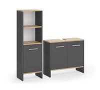 Vicco Set di mobili da bagno Karli, Antracite/quercia dorata, 2 parti