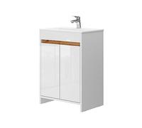 Vicco Set di mobili da bagno Lemgo, Bianco lucido, 59.6 cm, composto da mobile sottolavabo e lavabo