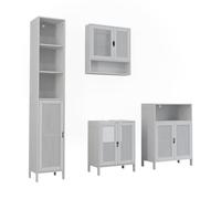 Vicco Set di mobili da bagno Liora, Bianco, 48 cm, composto da mobile lavabo, pensile a specchio, colonna e base media