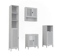 Vicco Set di mobili da bagno Liora, Bianco, 48 cm, composto da mobile lavabo, pensile a specchio, colonna e base media