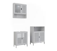 Vicco Set di mobili da bagno Liora, Bianco, 48 cm, composto da mobile sottolavabo, specchiera e mobile medio