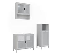 Vicco Set di mobili da bagno Liora, Bianco, 68 cm, composto da mobile sottolavabo, specchiera e mobile medio