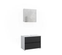 Vicco Set di mobili da bagno Maltin, Bianco/antracite, 2 parti