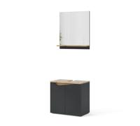 Vicco Set di mobili da bagno Marelle, Antracite/Rovere artigianale 60 cm | 2 pezzi · Mobile sottolavabo · Specchio