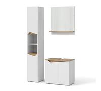 Vicco Set di mobili da bagno Marelle, Bianco, 60 cm, composto da mobile sottolavabo, specchiera e colonna alta