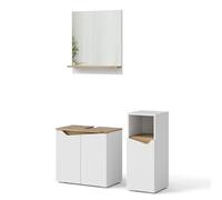Vicco Set di mobili da bagno Marelle, Bianco, 60 cm, composto da mobile sottolavabo, specchiera e mobile medio