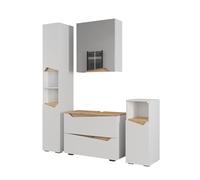 Vicco Set di mobili da bagno Marelle, Bianco, 80 cm, composto da mobile lavabo, pensile a specchio, colonna e base media