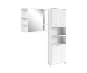 Vicco Set di mobili da bagno Maris, Bianco, 2 pezzi, con colonna e mobile a specchio per bagno, composto da armadio alto e armadietto a specchio