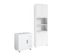 Vicco Set di mobili da bagno Maris, Bianco, 60 cm, composto da mobile sottolavabo e colonna alta